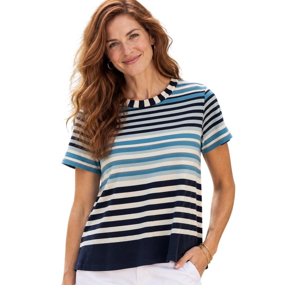 Marc by Marc Jacobs Striped Tee Womens Small Blue White Classic Nautical Top